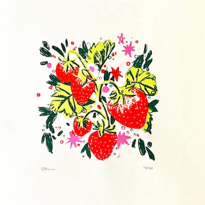 Strawberry Original Screen Print Limited Edition Artwork on Paper