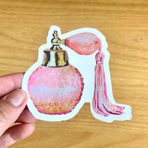 Vintage Perfume Bottle | 4" Vinyl Sticker Decal | Waterproof  Weatherproof | Bougie Pink Girly