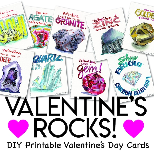 Geology Lovers Nerdy Valentines Cards Digital Download for Geeks & Nerds