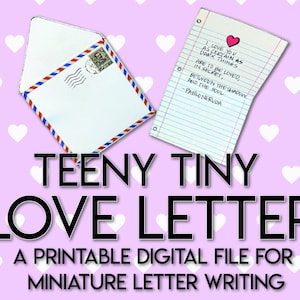Teeny Tiny Love Letter Valentines Cards Descarga digital para románticos y amantes