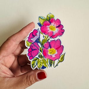 Rosa Selvagem | Adesivo Fosco de 10 cm | À Prova de Intempéries | Rosas Floridas