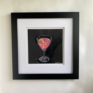 Pink Cosmo Cocktail Happy Hour Original Gouache Original Painting
