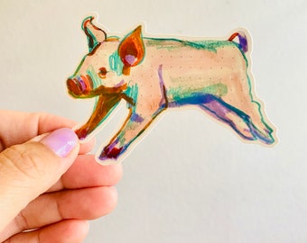 Little Piggy Pig | 3.5" Sticker Decal | Waterproof Weatherproof | Animals Pigs Piglet