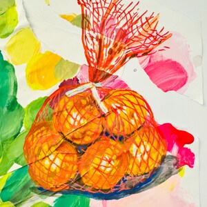 Borsa di mandarini Opera d'arte originale con tecnica mista
