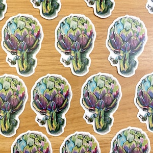 Légumes à l'artichaut | Sticker autocollant en vinyle | Résistant aux intempéries | Sticker Végétarien Végétalien