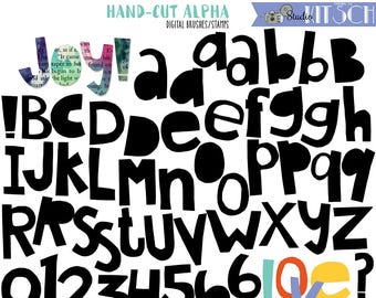 Handgeschnittenes Alphabet Clip-Art & digitale Pinsel, CU, Digitales Scrapbooking, INSTANT DOWNLOAD, Scapbooking, Kartenherstellung, Briefpapier, Collage