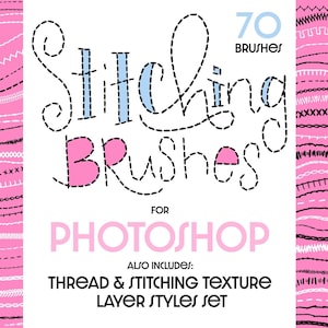 Stitching Brushes for Photoshop | Thread Layer Styles | Hand-Stitches | abr | Digital Art | Lettering | Sewing | Illustration | Scrapbooking