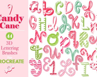 3D Patterned Candy Cane Procreate Lettering Brushes | iPad | Hand Lettering | Christmas | Patterns | Illustration | Calligraphy
