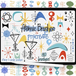 Procreate Atomic Brushes | Mid-Century| Border, Stamp, & Scatter Brushes