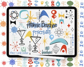 Procreate Atomic Brushes | Mid-Century| Border, Stamp, & Scatter Brushes