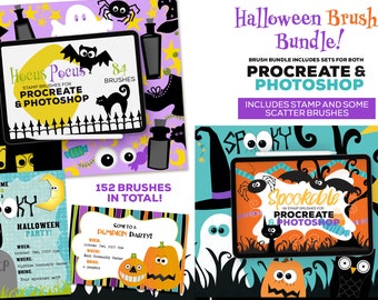 Halloween Brush Bundle for Procreate and PS | iPad | Digital Art | Plus .abr | Crafts | Lettering | Scrapbooking | Social Media | Templates