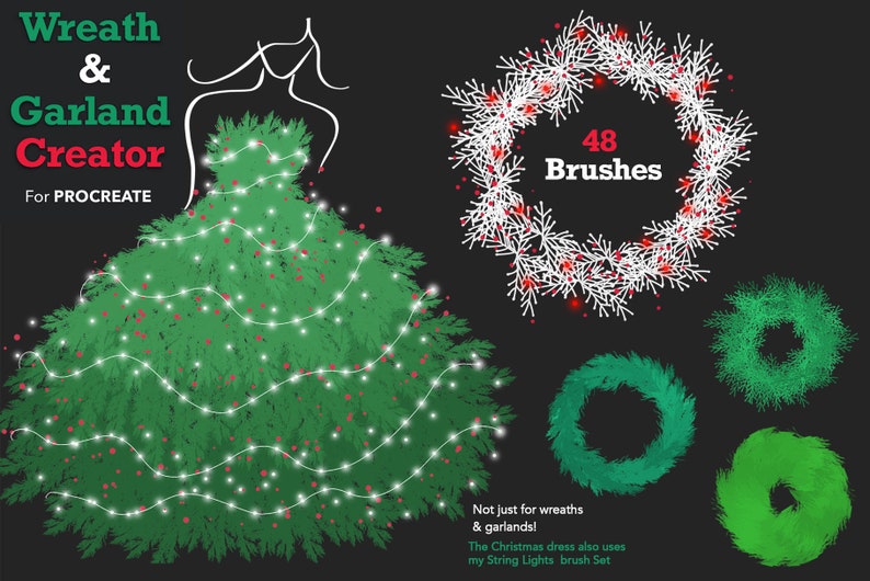 String Lights & Wreath Builder Procreate Brushes BUNDLE | iPad ...