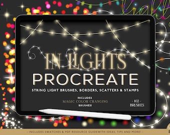 String Lights Procreate Brushes | iPad | Lettering | Fairy Lights | iPad Lettering |Christmas Lights | Digital Planning | CU