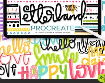Letterland Procreate Lettering Kit | 3D Brushes | Hand Lettering | Border Brushes | Patterns | Digital Planning | Illustration | Calligraphy
