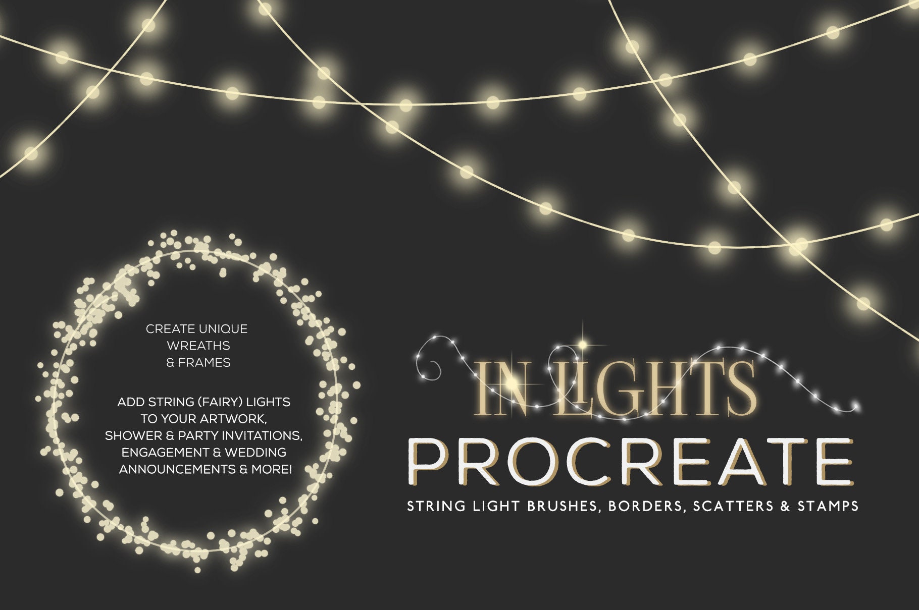 String Lights & Wreath Builder Procreate Brushes BUNDLE | iPad ...