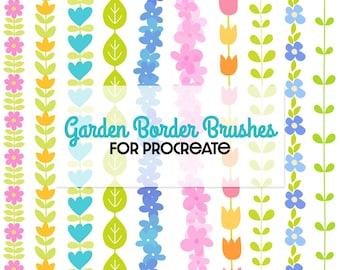 Garden Border Brushes for Procreate | Scatter | Flowers | Wreaths | Create Borders and more | Pressure Sensitive | iPad | Vines | Birds