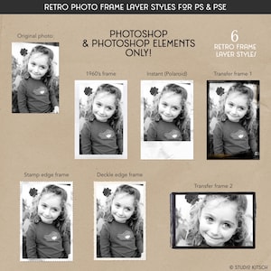Lagerstilar för retro fotoramar för Photoshop och Photoshop Elements