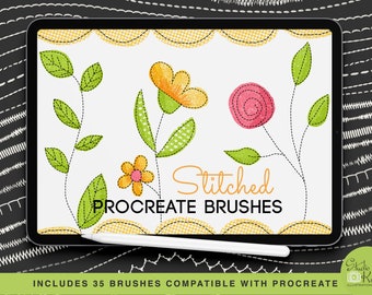 Stitching Brushes for Procreate | Sewing, Lettering, Scrapbooking (Digital Download)