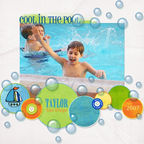 Des éléments De Lété Piscine Float Voyage Plage Piscine Bulles Poissons Papeterie Scrapbooking Digital Fabrication De Cartes Lartisanat