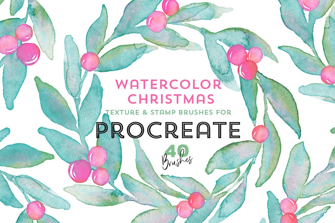Procreate Watercolor Christmas Brush Stamps, iPad Pro, INSTANT DOWNLOAD ...