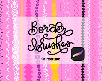 Border Brushes for Procreate | Dynamic Brushes | iPad | Retro Flowers | Create Borders and more | Pressure Sensitive | Diamonds | Scallops