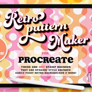 Retro Border Brushes for Procreate | Mid-Century Modern | Dynamic Brushes | Hand Lettering | 1950’s 1960&#39;s & 70&#39;s | Groovy | Pattern Maker