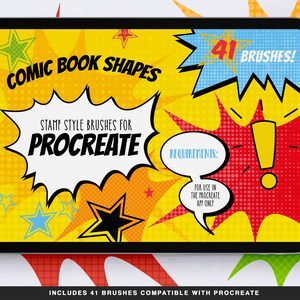 Comic Book Stamp Brushes for Procreate | iPad | Super Hero | Digital Planning | Scrapbooking | CU | Party | Lettering | Social Media
