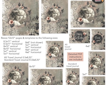 Resize-It Actions for Photoshop & Photoshop Elements - Resize 12x12" documents and templates to Letter, 5x7, A5, 4x6, 8x10, travel journal