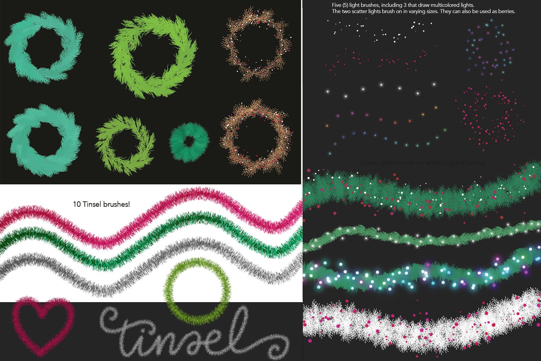 String Lights & Wreath Builder Procreate Brushes BUNDLE | iPad ...