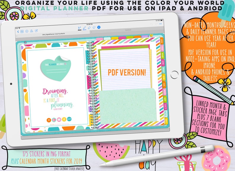 Digital Planner with Hyperlinks PDF Undated iPad Planner Etsy