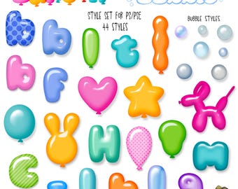 Balloon & Bubble Layer Styles for Photoshop and PSE | Guidebook with tips and ideas | Coordinates with Balloon and Bubbles font set | 3D