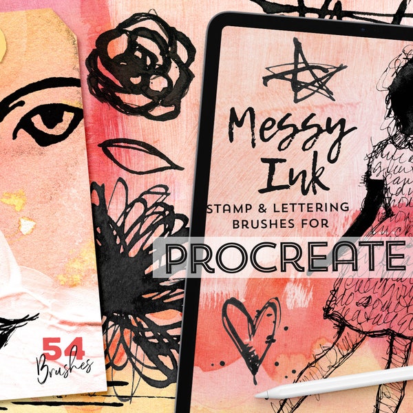 Brosses de procréation à encre désordonnée | iPad | Journal artistique | Planification numérique | Motifs | UC | Lettrage | Scrapbooking | Lettrage iPad | Collage