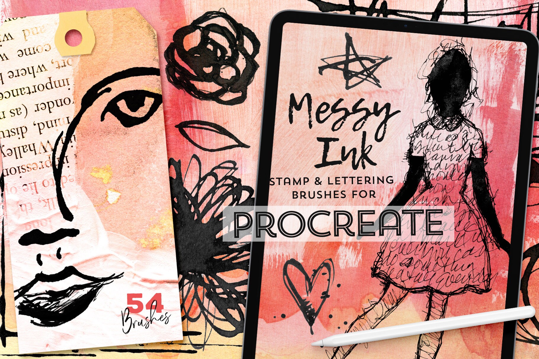 Messy Ink Procreate Brushes | iPad | Art Journaling | Digital Planning ...