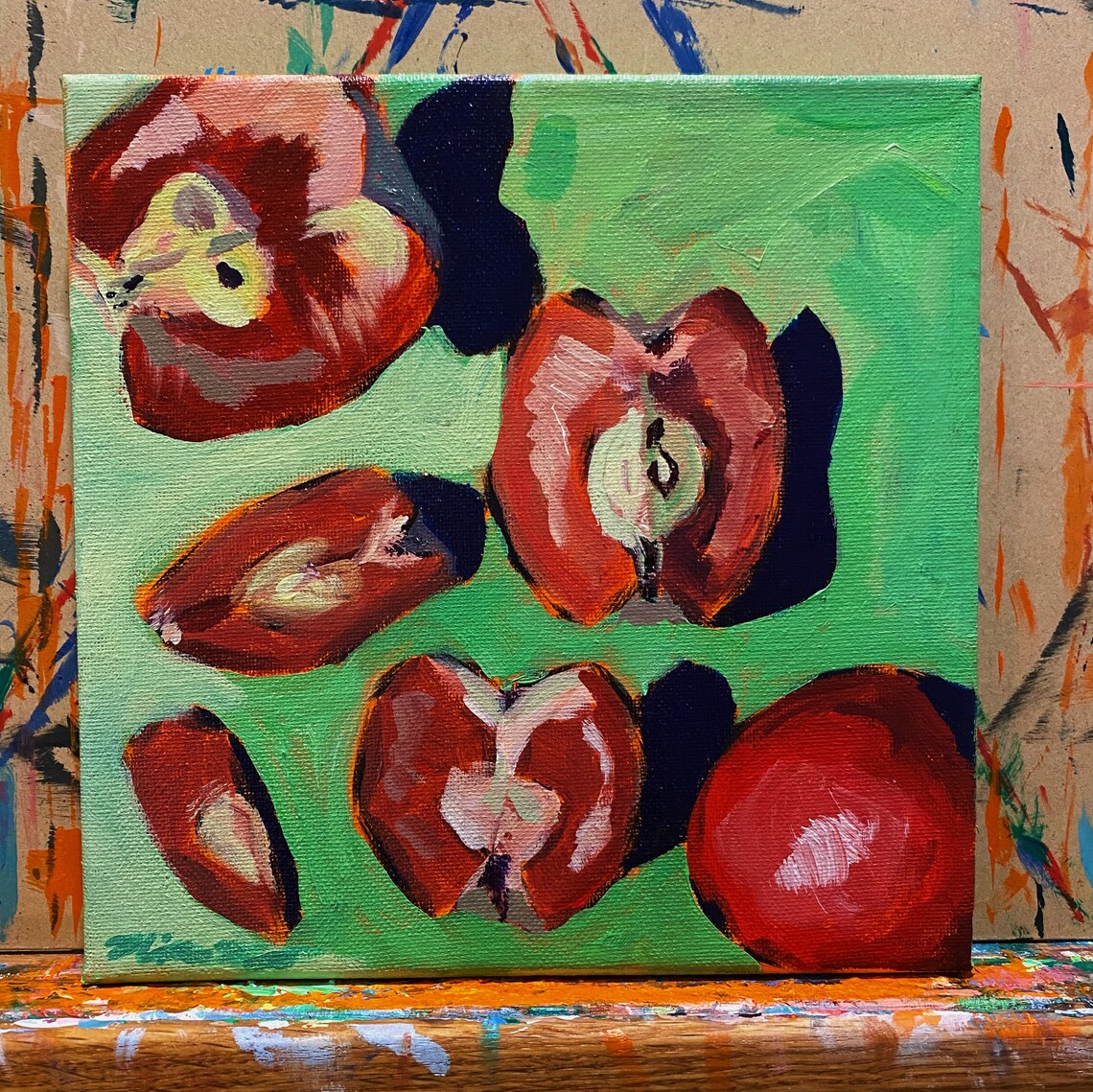 Lucy Glo Apples Original Acrylic Painting Etsy