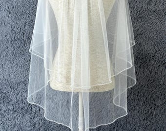 Velo de cristal con cuentas, velo de novia, velo de boda, velo con borde de cristal, velo de novia con borde de cristal, velo de novia color marfil, velo