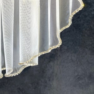 Rhinestone Trimmed Veil Glittering Cathedral Veil