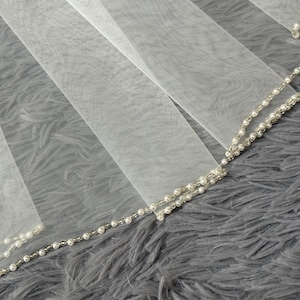 Beaded Veil Pearl,Beaded Veil Crystal,Wedding Veil,Bridal Veil,Ivory Wedding Veil,Simple Bridal Veil,Beaded Bridal Veil,Elegant Veil,Veil
