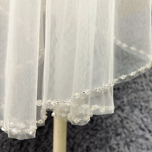 Veil Bridal Wedding,Crystal Beaded Veil,Fingertip/Church/Cathedral Veil,Veil Pearl Bead,Vintage Veil,Veil ,Veil Comb