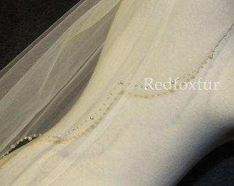 Pearl Bridal Veil,Wedding Veil,Beaded veil,Ivory Veil,Short Veil,Bridal Party,Crystal veil,1Tier veil,Elbow Veil,Pearl veil,Comb Veil