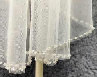 Veil Bridal Wedding,Crystal Beaded Veil,Fingertip/Church/Cathedral Veil,Veil Pearl Bead,Vintage Veil,Veil ,Veil Comb