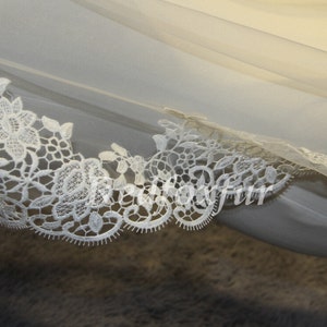 Light ivory veil,cathedral wedding veil, lace bridal veil,1Tier veil,White Ivory,tulle veil,Long veil,Bridal Accessories image 3