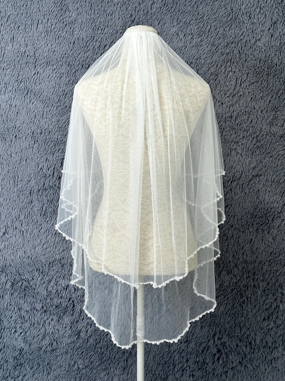 Pearl Bridal Veil,double Layered Veil,beaded Veil Pearl  display picture 1