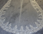 35.5"-236" Bridal Veil,Lace Veil,Wedding veil,mantilla veil,Cathedral veil,ivory Wedding veil,white veil,1Tier veil,Long Veil,No comb