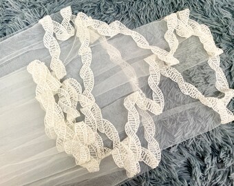 Beaded Lace Wedding Veil, Beaded Veil, 1 layer/2 layers of veil, fingertip length wedding veil, bridal veil