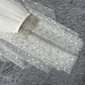 Simple Veil,Veil Rhinestones,Ivory Bridal Veil,Veil For Wedding,Veil With Comb,Rhinestones Bridal Veil,Single Layer Veil,Veil For Bride