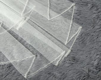 Velo de doble capa, velo con peine, velo de novia de cristal, velo de novia sencillo, velo de novia con cuentas, velo con cuentas de cristal, velo de novia de cristal
