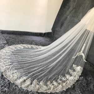 Luxurious Lace veil,2 tiers veil,118 inches Cathedral veil,Long veil,Blusher veil,Wedding bridal veil,White Ivory,Custom size