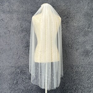 Tulle Bridal Veil,Veil With Comb,Ivory Wedding Veil,Rhinestones Bridal Veil,Single Layer Veil,Elegant Bridal Veil,Rhinestones Veil,Veil