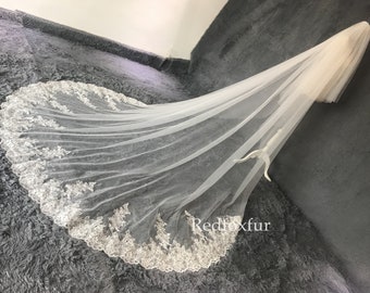 Lace veil,Wedding veil,Blusher veil,Bridal veil,Flower veil,Royal Veil,Cathedral veil,Long veil,Ivory veil,Bridal Gift,2Tier veil,Comb veil