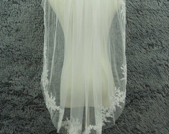 Sequins Lace Veil,Wedding veil,Bridal Veil,fingertip veil,1Tier Veil,Ivory Veil,Tulle veil,veil comb,Bridal Party,Short Veil,Flower veil